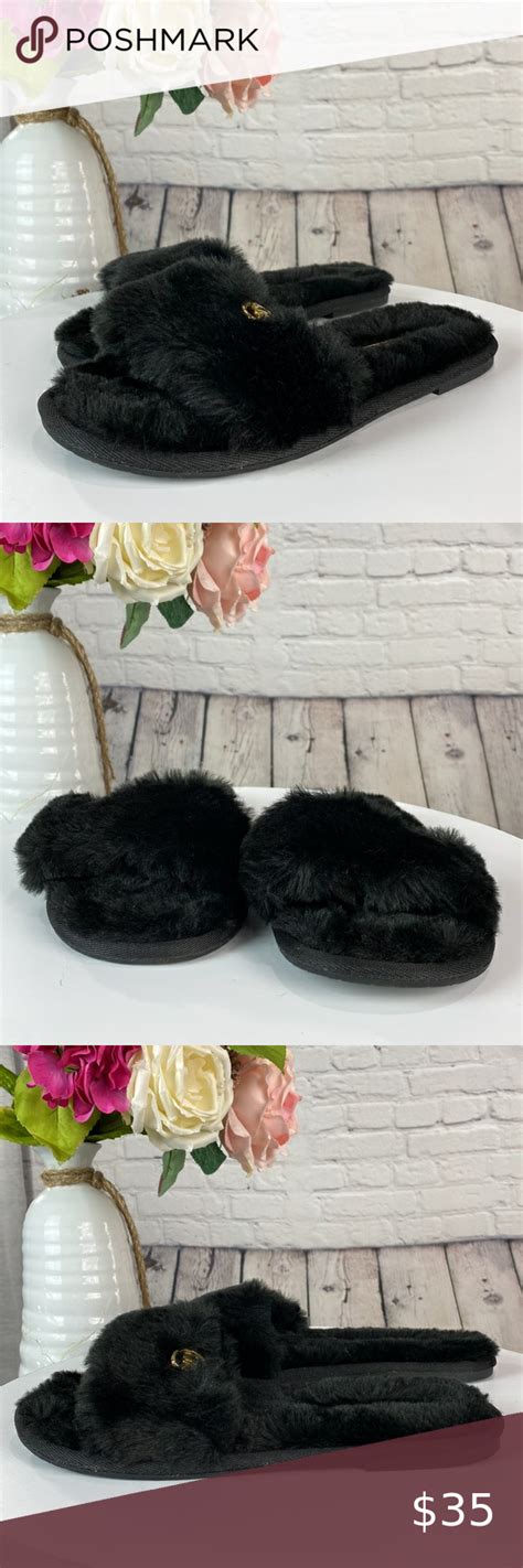 buy michael kors slippers|Michael Kors black fuzzy slipper.